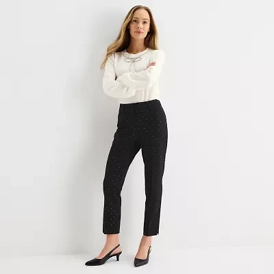 Liz Claiborne Emma Womens Stretch Fabric Straight Mid Rise Ankle Pant