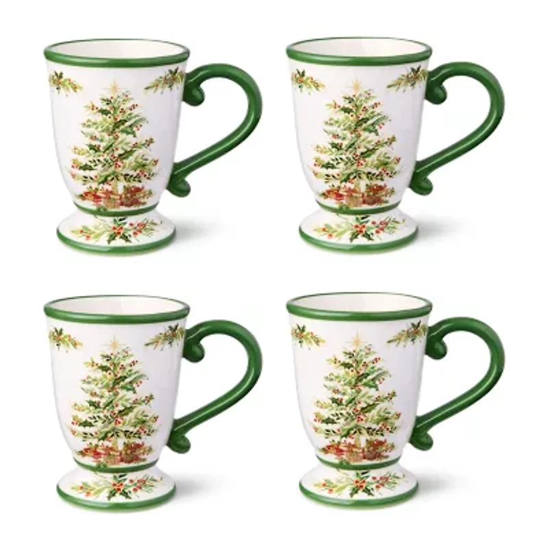 Certified International Holly Tree 4-pc. Holiday Coffee Mug