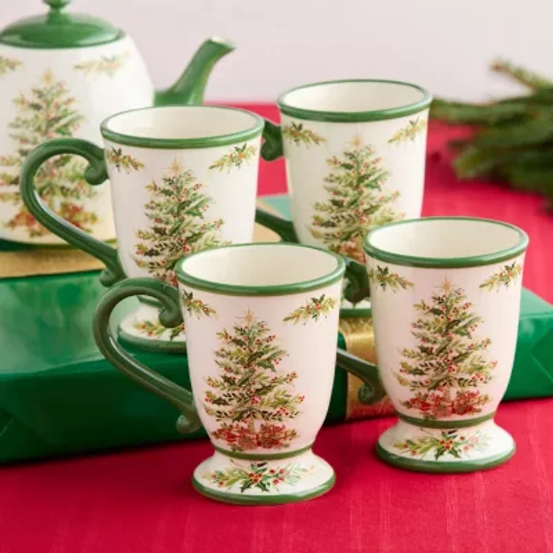 Certified International Holly Tree 4-pc. Holiday Coffee Mug