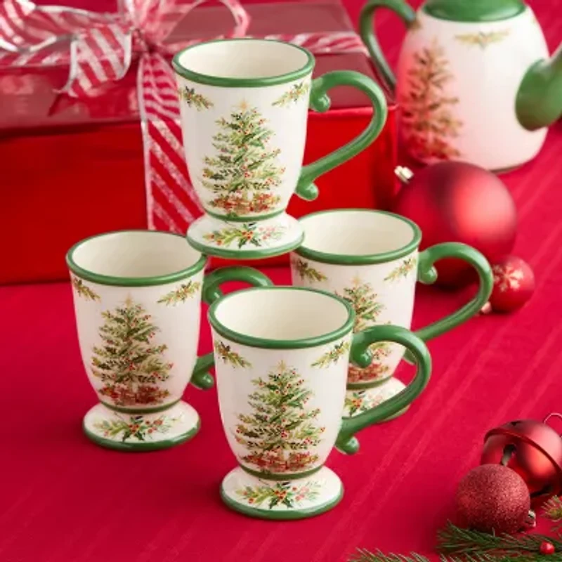 Certified International Holly Tree 4-pc. Holiday Coffee Mug