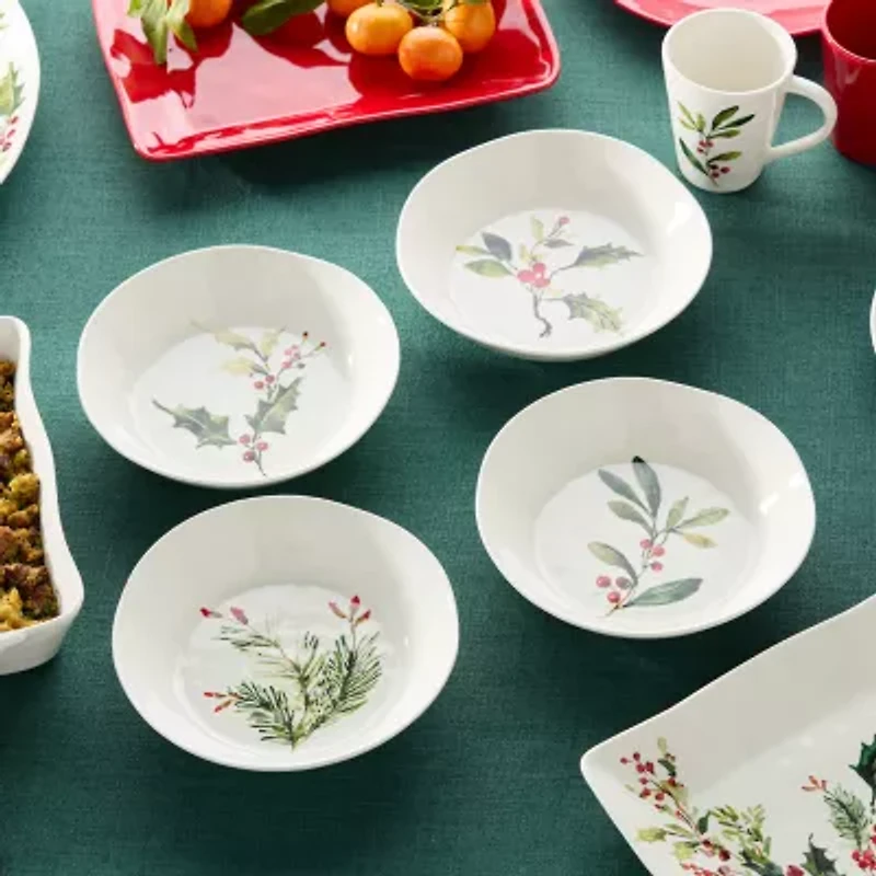 Certified International Holly And Vines 4-pc. Stoneware Pasta Bowl