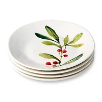 Certified International Holly And Vines 4-pc. Stoneware Dessert Plate