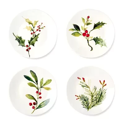 Certified International Holly And Vines 4-pc. Stoneware Dessert Plate