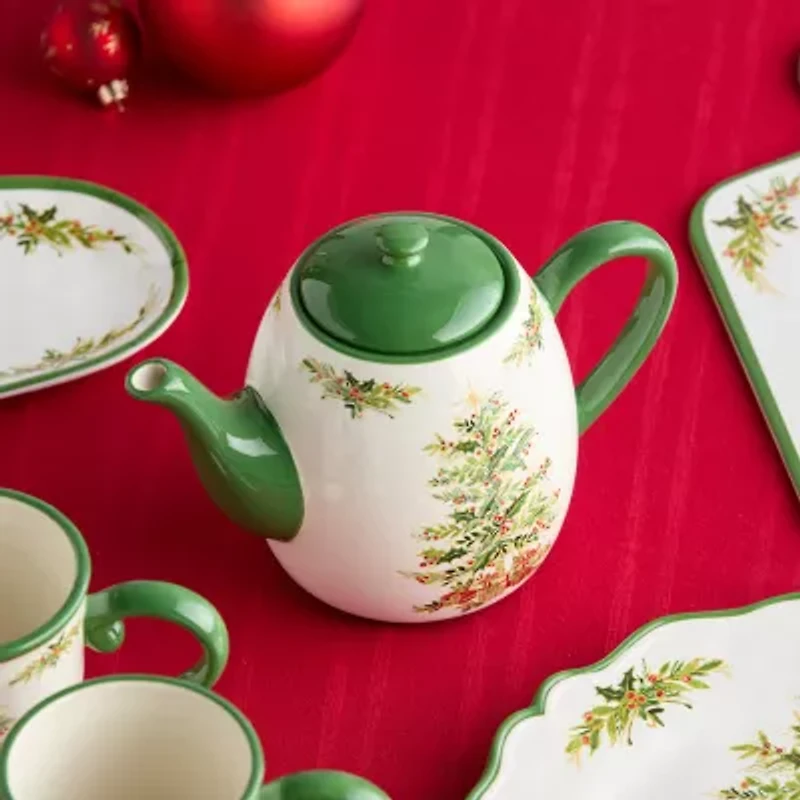 Certified International Holly Tree Ceramic Teapot