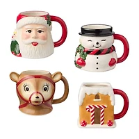 Certified International Santa'S Retro Christmas 4-pc. Holiday Coffee Mug