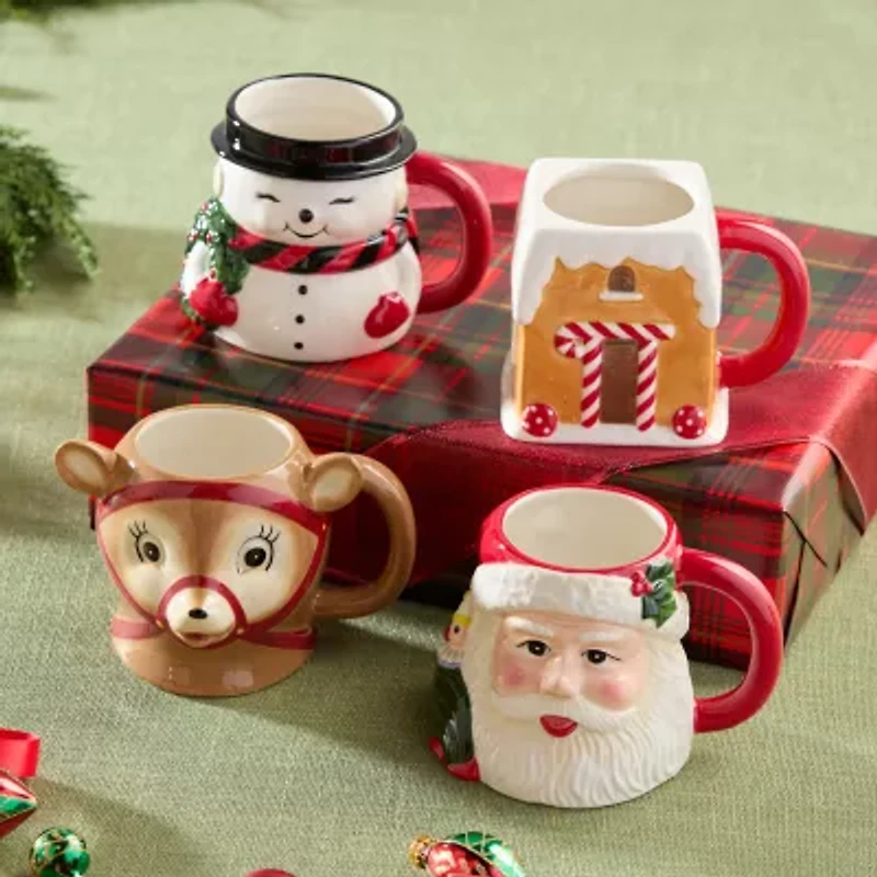Certified International Santa'S Retro Christmas 4-pc. Holiday Coffee Mug