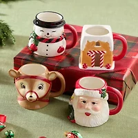 Certified International Santa'S Retro Christmas 4-pc. Holiday Coffee Mug