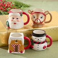 Certified International Santa'S Retro Christmas 4-pc. Holiday Coffee Mug