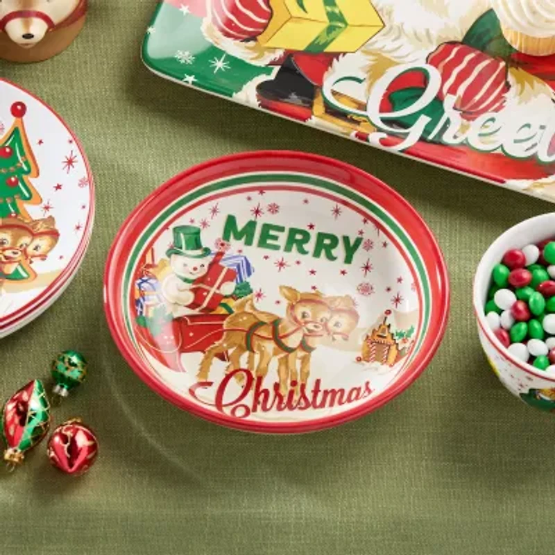 Certified International Santa'S Retro Christmas 4-pc. Ceramic Soup Bowl