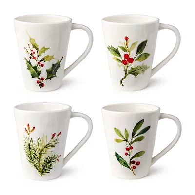 Certified International Holly And Vines 4-pc. Holiday Coffee Mug