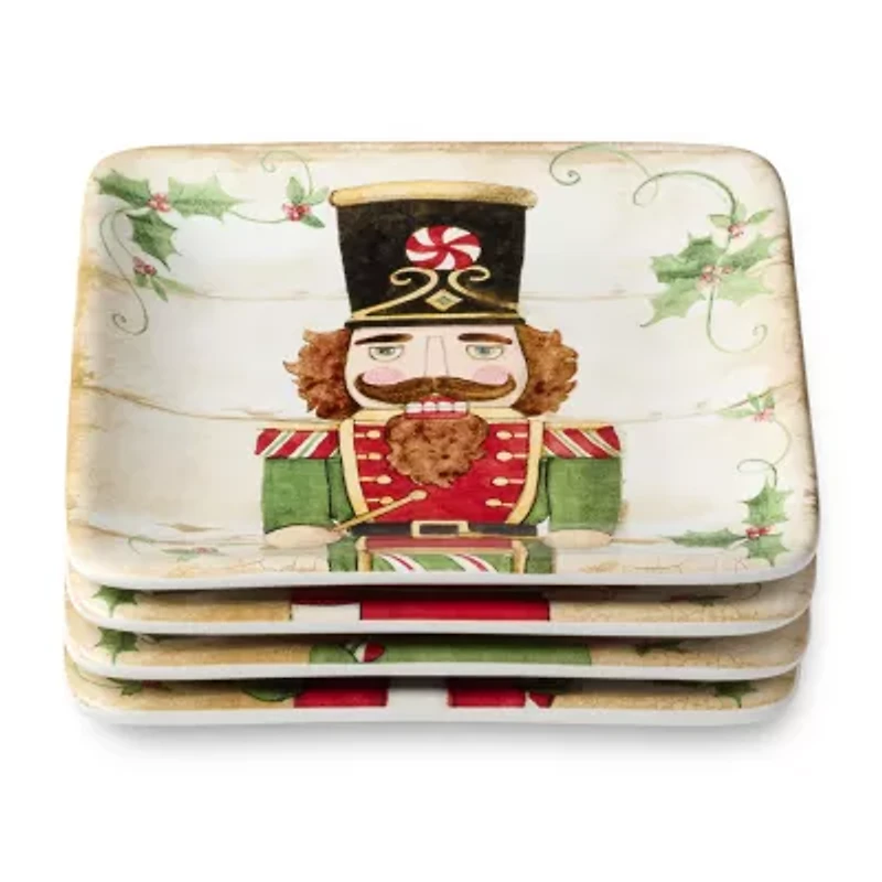 Certified International Nutcracker Parade 4-pc. Ceramic Appetizer Plate