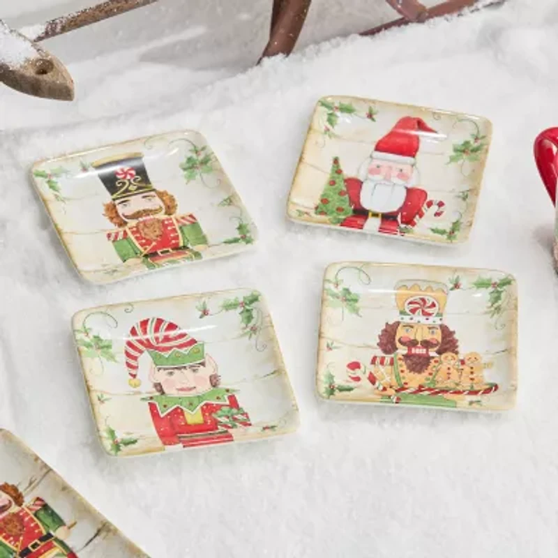 Certified International Nutcracker Parade 4-pc. Ceramic Appetizer Plate