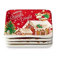 Certified International Santa'S Retro Christmas 4-pc. Ceramic Appetizer Plate