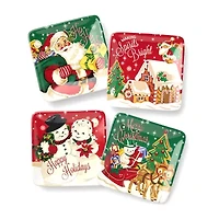 Certified International Santa'S Retro Christmas 4-pc. Ceramic Appetizer Plate