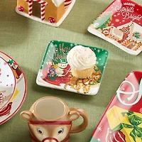 Certified International Santa'S Retro Christmas 4-pc. Ceramic Appetizer Plate
