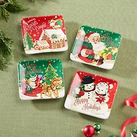 Certified International Santa'S Retro Christmas 4-pc. Ceramic Appetizer Plate
