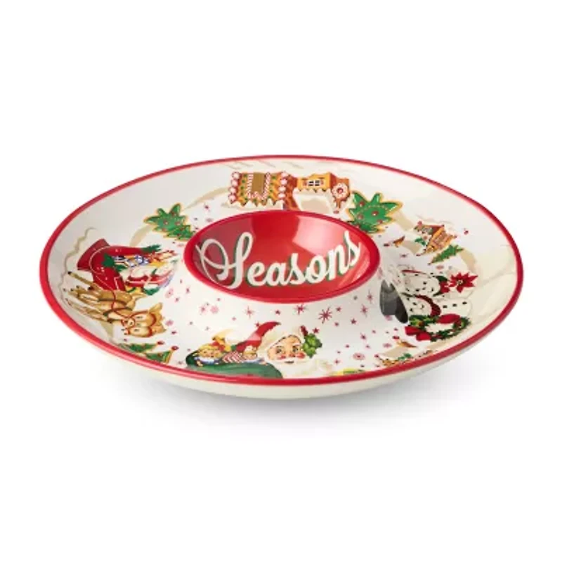 Certified International Santa'S Retro Christmas Ceramic Chip & Dip Set