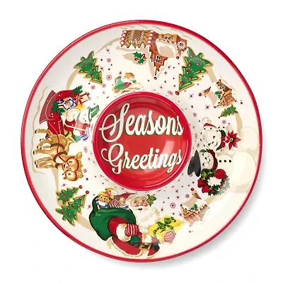Certified International Santa'S Retro Christmas Ceramic Chip & Dip Set