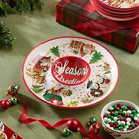 Certified International Santa'S Retro Christmas Ceramic Chip & Dip Set