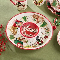 Certified International Santa'S Retro Christmas Ceramic Chip & Dip Set
