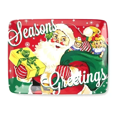 Certified International Santa'S Retro Christmas Ceramic Serving Platter