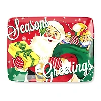 Certified International Santa'S Retro Christmas Ceramic Serving Platter