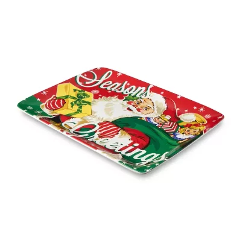 Certified International Santa'S Retro Christmas Ceramic Serving Platter
