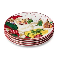 Certified International Santa'S Retro Christmas 4-pc. Ceramic Dinner Plate