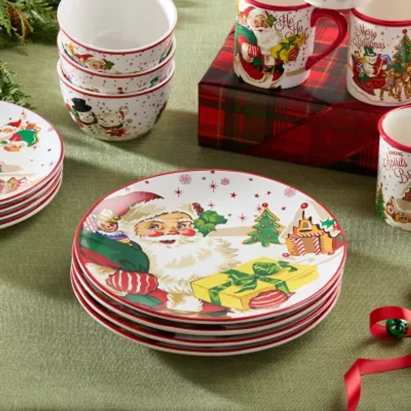 Certified International Santa'S Retro Christmas 4-pc. Ceramic Dinner Plate