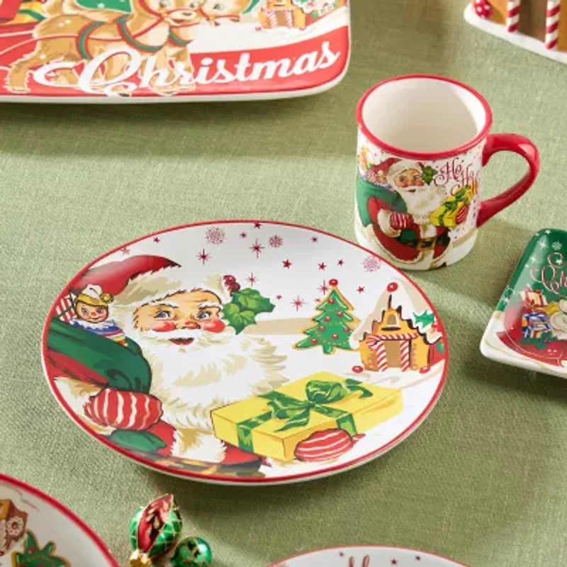 Certified International Santa'S Retro Christmas 4-pc. Ceramic Dinner Plate