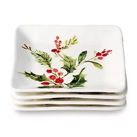 Certified International Holly And Vines 4-pc. Stoneware Appetizer Plate