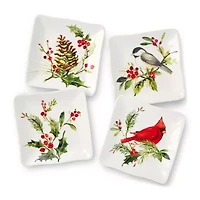 Certified International Holly And Vines 4-pc. Stoneware Appetizer Plate
