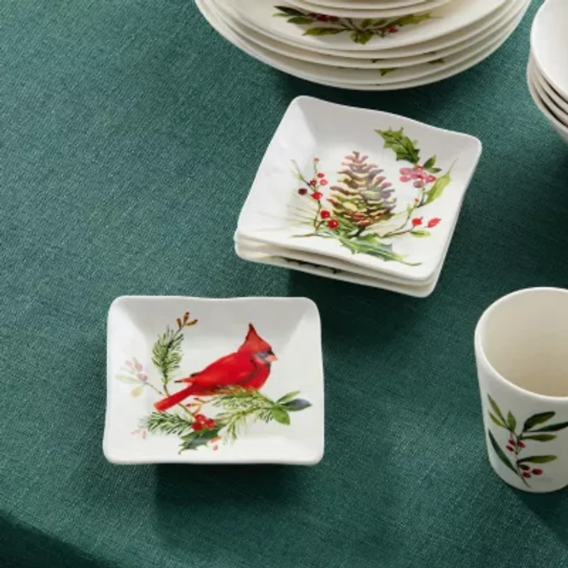 Certified International Holly And Vines 4-pc. Stoneware Appetizer Plate
