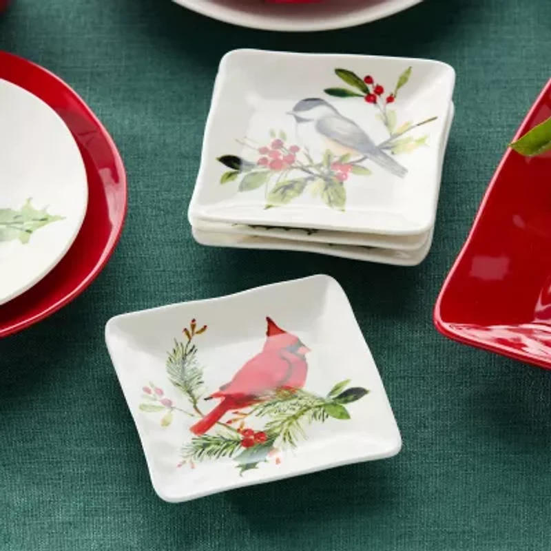 Certified International Holly And Vines 4-pc. Stoneware Appetizer Plate
