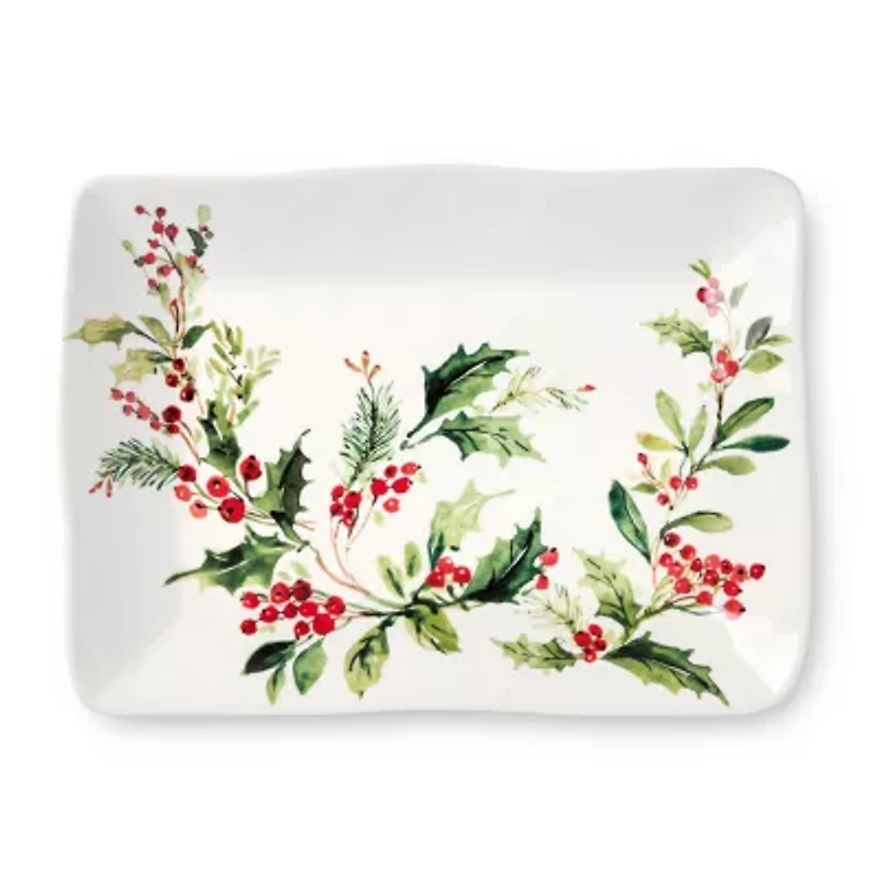 Certified International Holly And Vines Stoneware Serving Platter