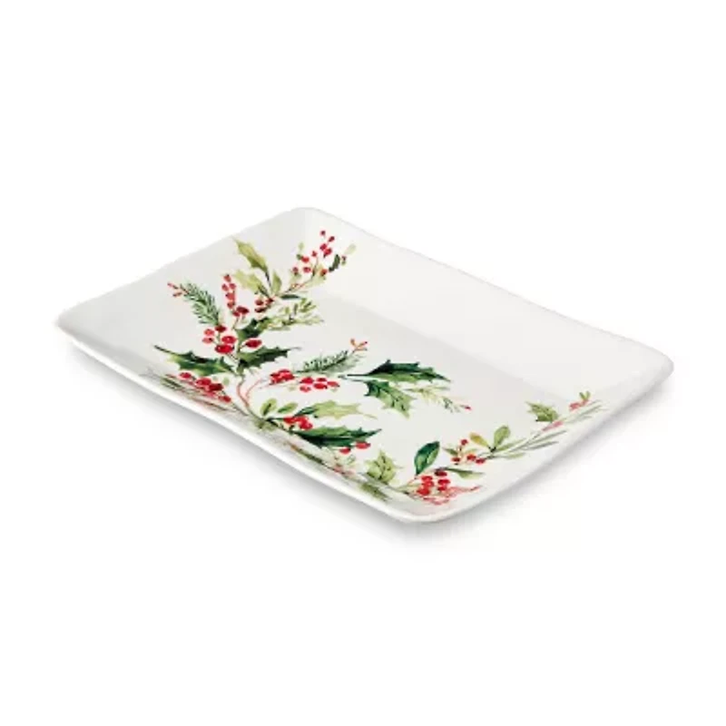 Certified International Holly And Vines Stoneware Serving Platter
