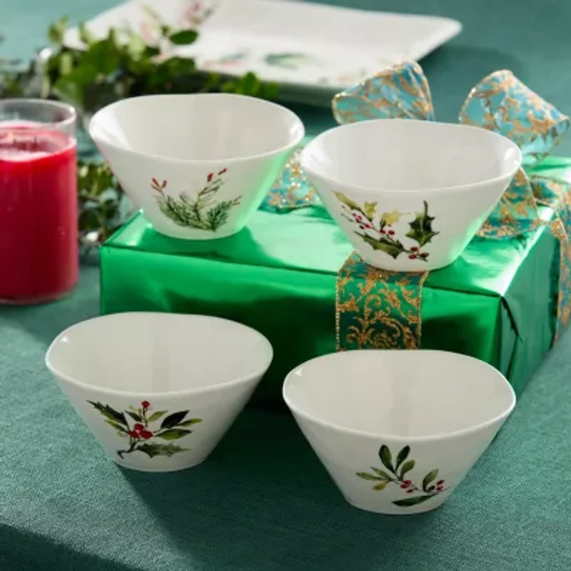 Certified International Holly And Vines 4-pc. Stoneware Ice Cream Bowl