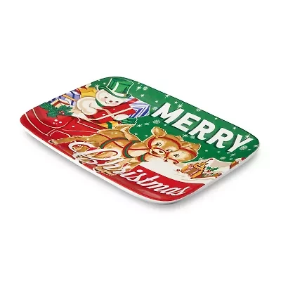 Certified International Santa'S Retro Christmas Ceramic Serving Platter