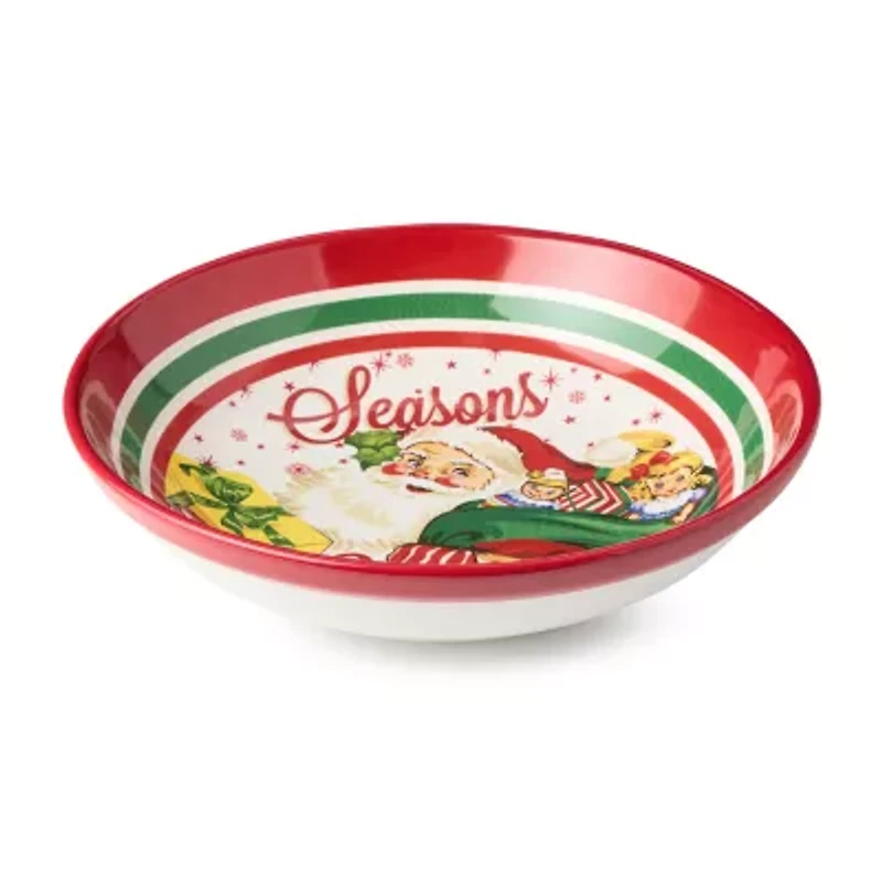 Certified International Santa'S Retro Christmas Ceramic Serving Bowl