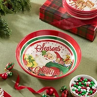 Certified International Santa'S Retro Christmas Ceramic Serving Bowl
