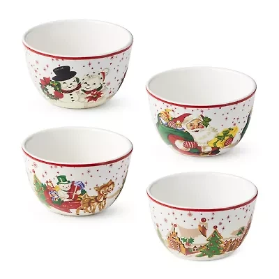 Certified International Santa'S Retro Christmas 4-pc. Ceramic Ice Cream Bowl