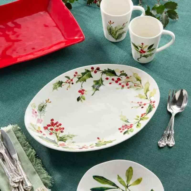 Certified International Holly And Vines Stoneware Serving Platter