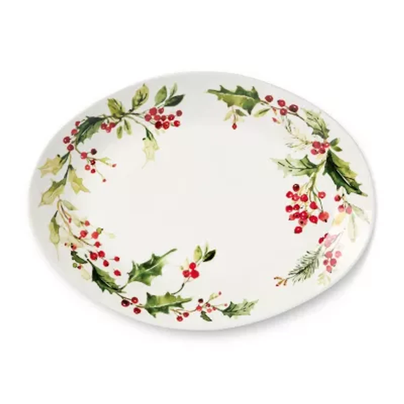 Certified International Holly And Vines Stoneware Serving Platter