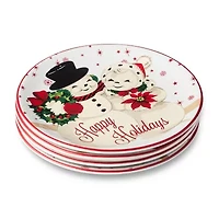 Certified International Santa'S Retro Christmas 4-pc. Ceramic Dessert Plate