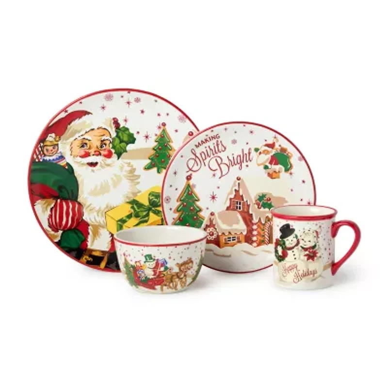 Certified International Santa'S Retro Christmas 16-pc. Ceramic Dinnerware Set