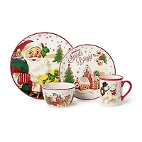 Certified International Santa'S Retro Christmas 16-pc. Ceramic Dinnerware Set