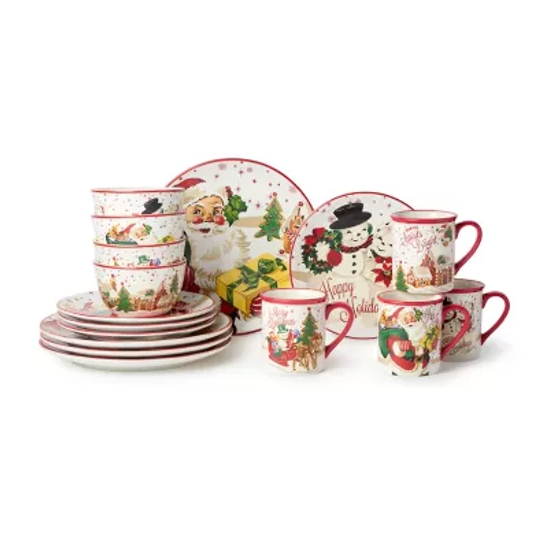Certified International Santa'S Retro Christmas 16-pc. Ceramic Dinnerware Set