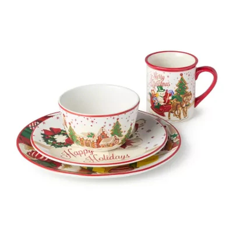 Certified International Santa'S Retro Christmas 16-pc. Ceramic Dinnerware Set