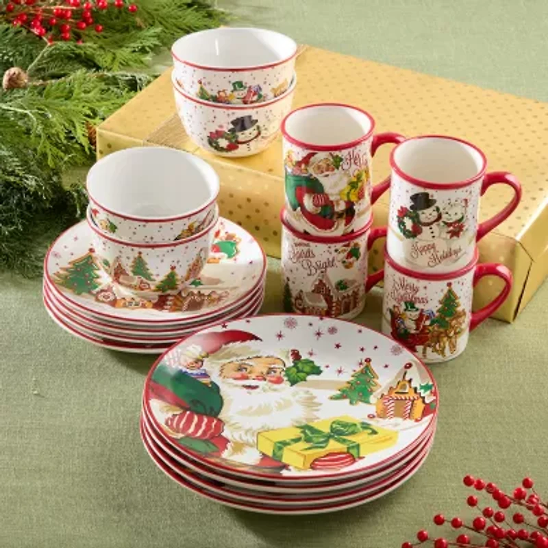 Certified International Santa'S Retro Christmas 16-pc. Ceramic Dinnerware Set