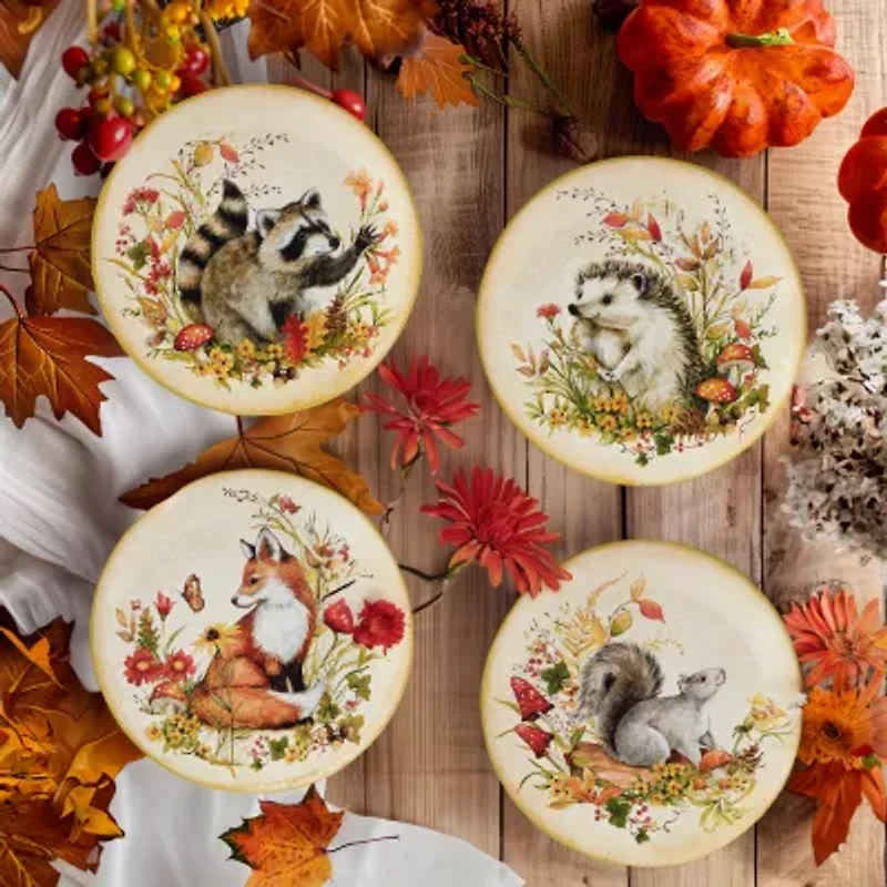 Certified International Woodland Critters 4-pc. Earthenware Dessert Plate